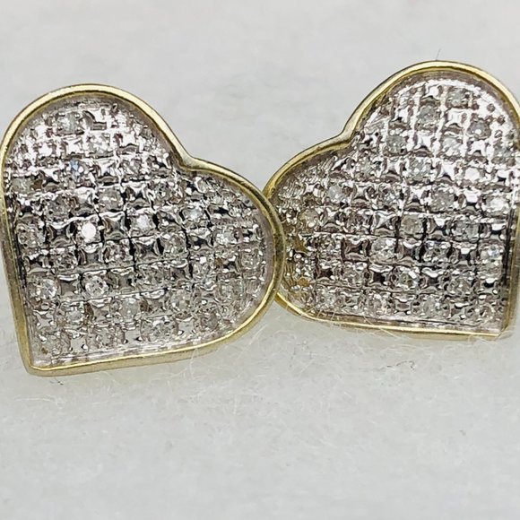Diamond Heart-shaped Earrings with Sterling Silver - GND Designer - 2.3 Grams - Picture 4 of 12